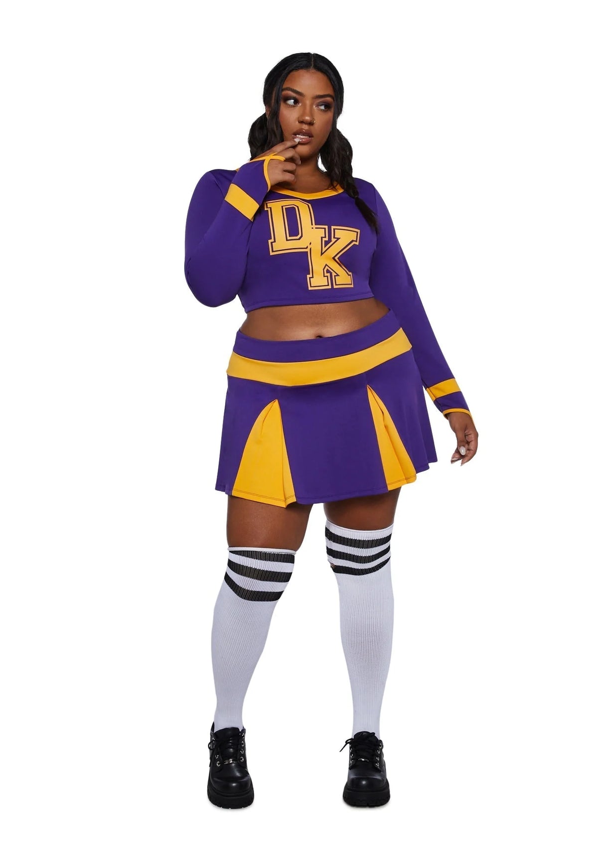 Cheerleader Costume Two-Piece Varsity Style Pleated Skirt