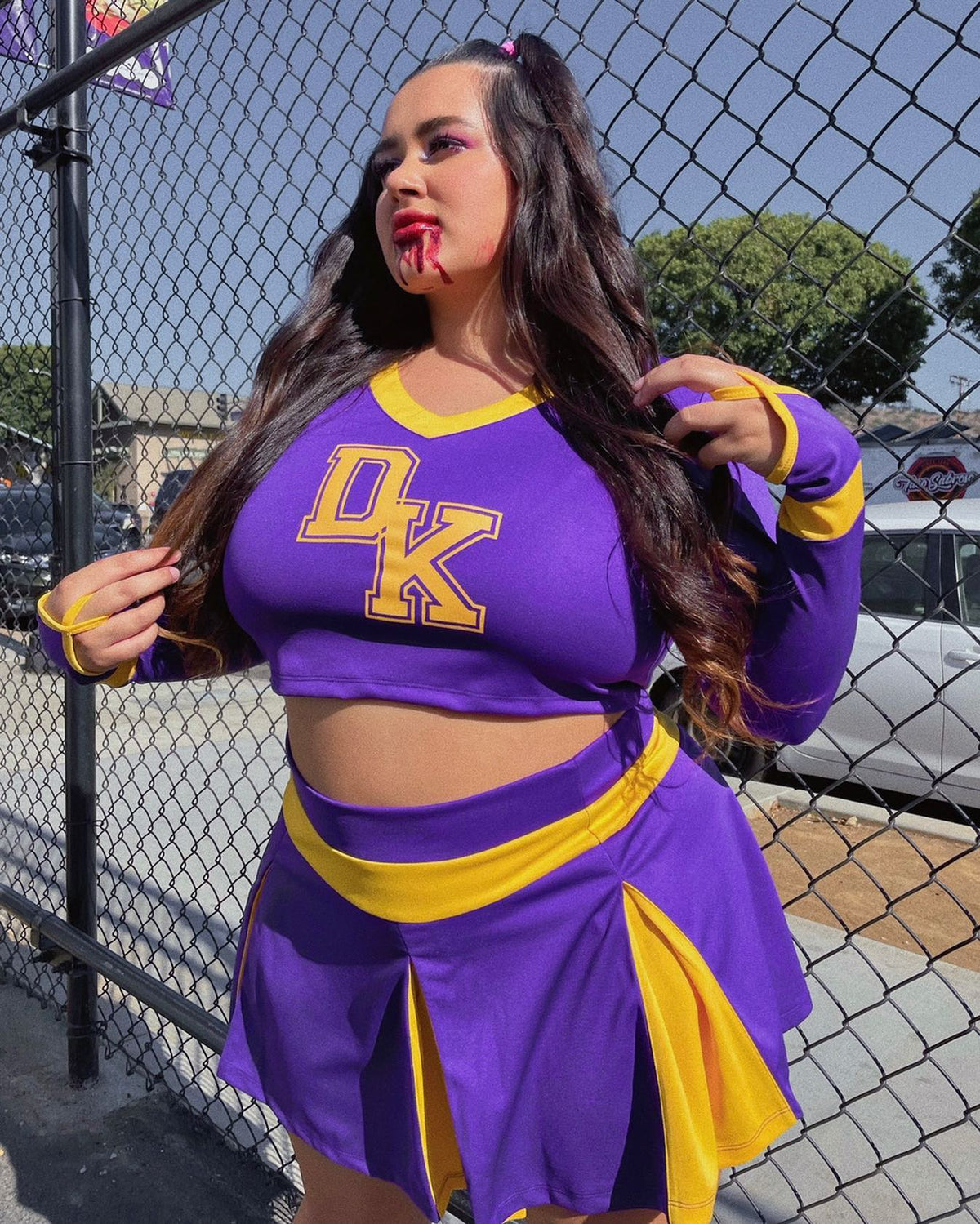 Cheerleader Costume Two-Piece Varsity Style Pleated Skirt