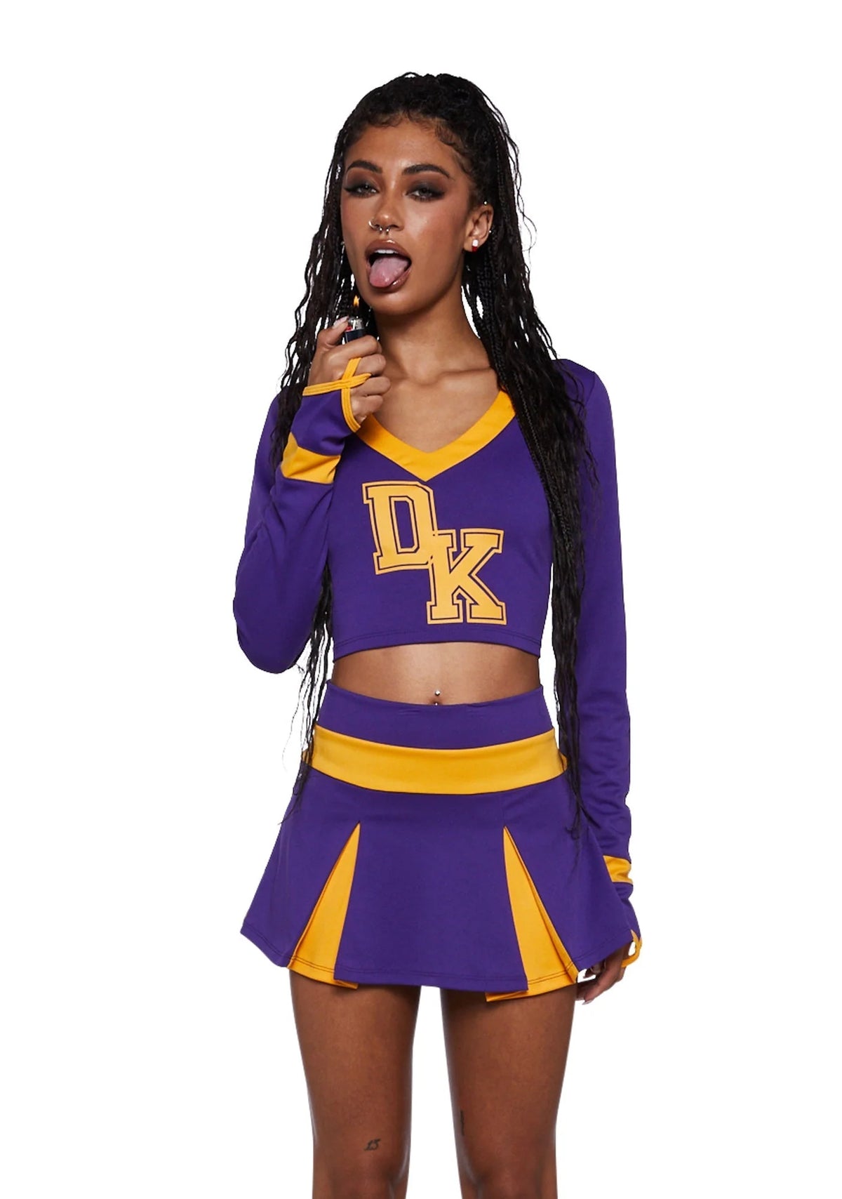 Cheerleader Costume Two-Piece Varsity Style Pleated Skirt
