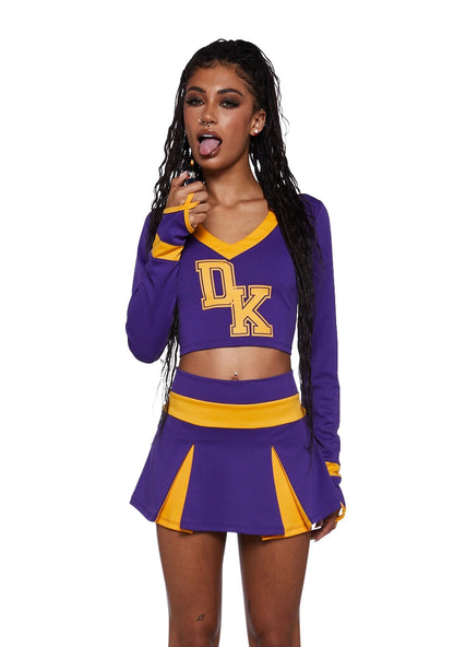 Cheerleader Costume Two-Piece Varsity Style Pleated Skirt