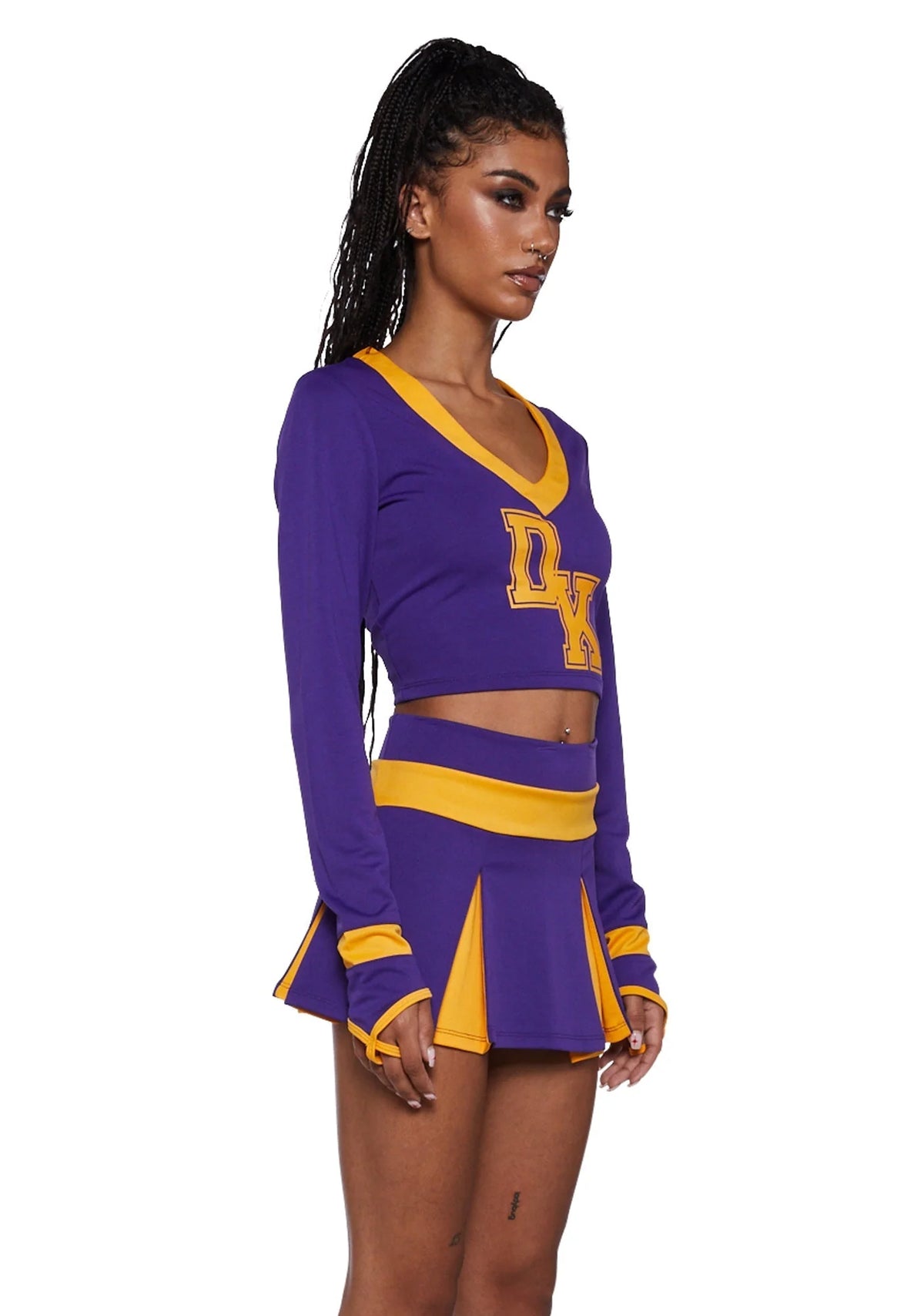 Cheerleader Costume Two-Piece Varsity Style Pleated Skirt