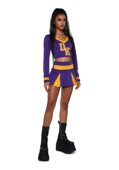 Cheerleader Costume Two-Piece Varsity Style Pleated Skirt