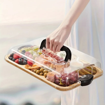 Cheese Board Reversible Wood Snap-On Acrylic Lid