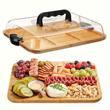 Cheese Board Reversible Wood Snap-On Acrylic Lid