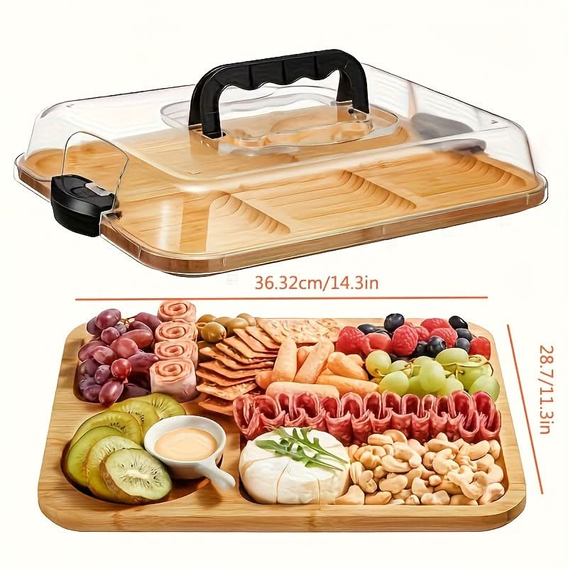 Cheese Board Reversible Wood Snap-On Acrylic Lid
