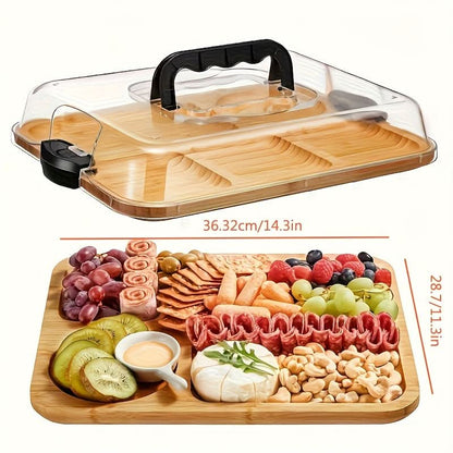 Cheese Board Reversible Wood Snap-On Acrylic Lid
