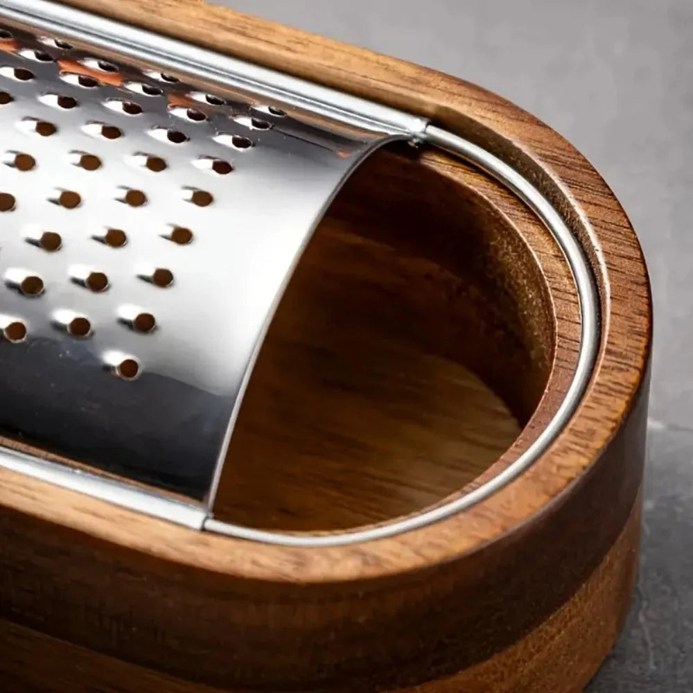 Cheese Grater Acacia Wood Handle Stainless Steel