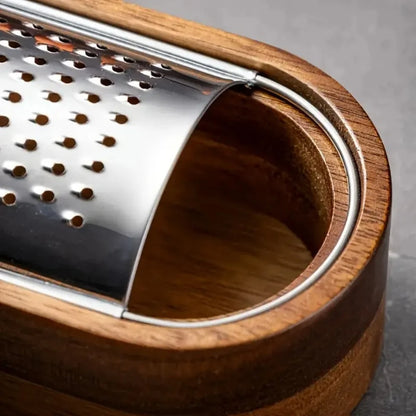 Cheese Grater Acacia Wood Handle Stainless Steel