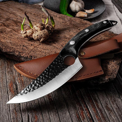 Chef Knife Hand-Forged Stainless Steel Full Tang Rosewood Handle