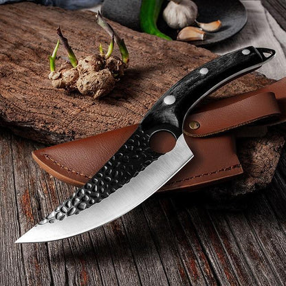 Chef Knife Hand-Forged Stainless Steel Full-Tang Rosewood Handle