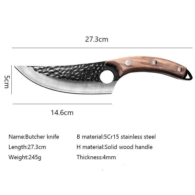 Chef Knife Hand-Forged Stainless Steel Full-Tang Rosewood Handle