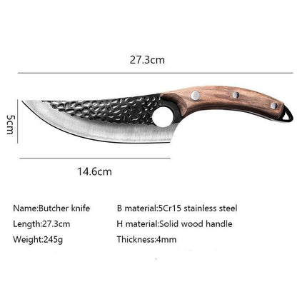 Chef Knife Hand-Forged Stainless Steel Full-Tang Rosewood Handle