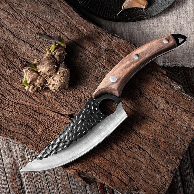 Chef Knife Hand-Forged Stainless Steel Full Tang Rosewood Handle