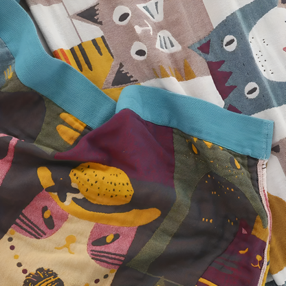 Children's Blanket Reversible Cat Print 100% Cotton