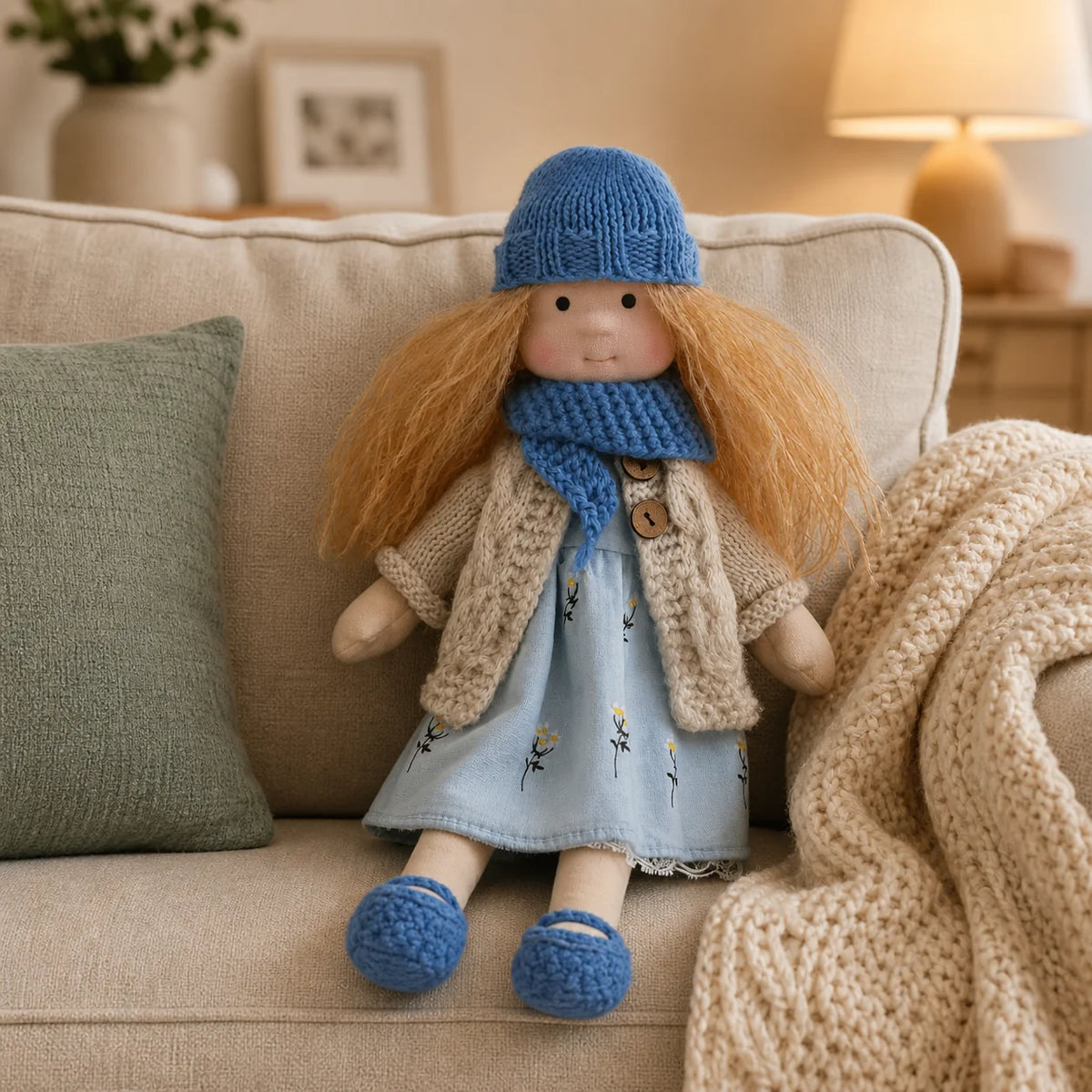 Children's Doll Handmade Cotton Waldorf-Inspired 11 Inch