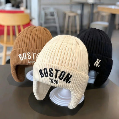 Children's Hat Knitted Foldable Ear Flaps Warm Winter Comfort