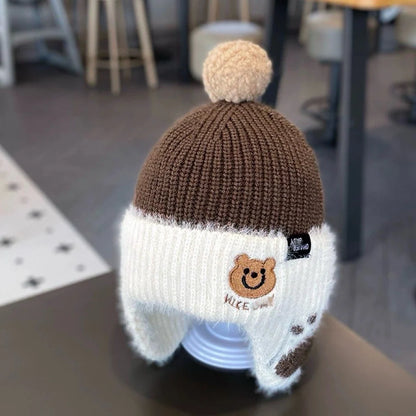 Children's Hat Knitted Foldable Ear Flaps Warm Winter Comfort