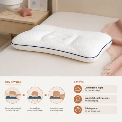 Children’s Pillow Memory Foam Ergonomic Neck Support Breathable Surface