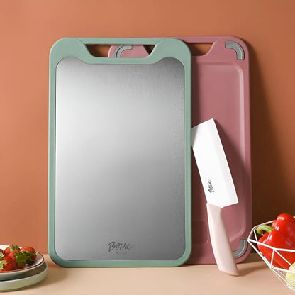 Chopping Board Double-Sided Stainless Steel & Rice Husk