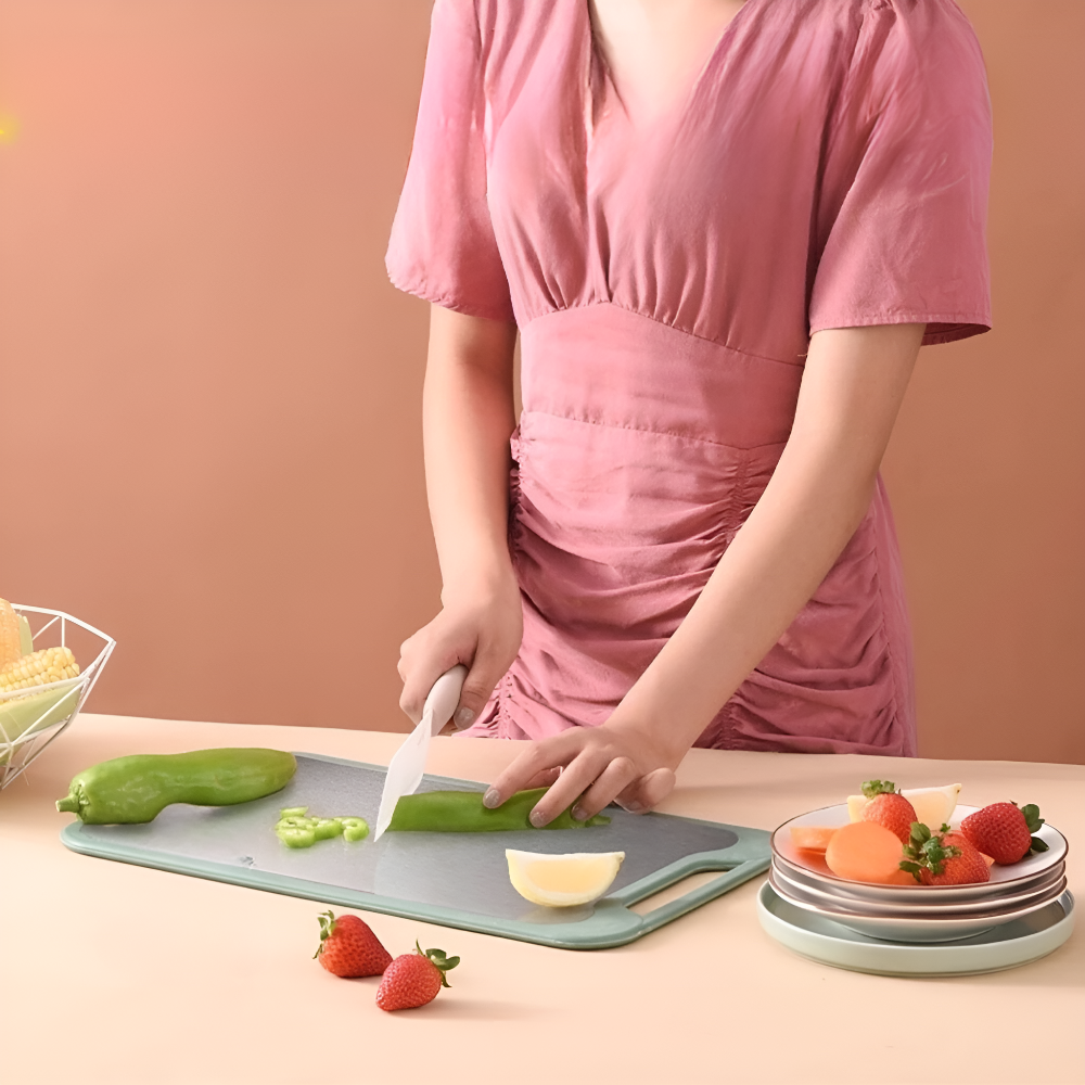 Chopping Board Double-Sided Stainless Steel & Rice Husk