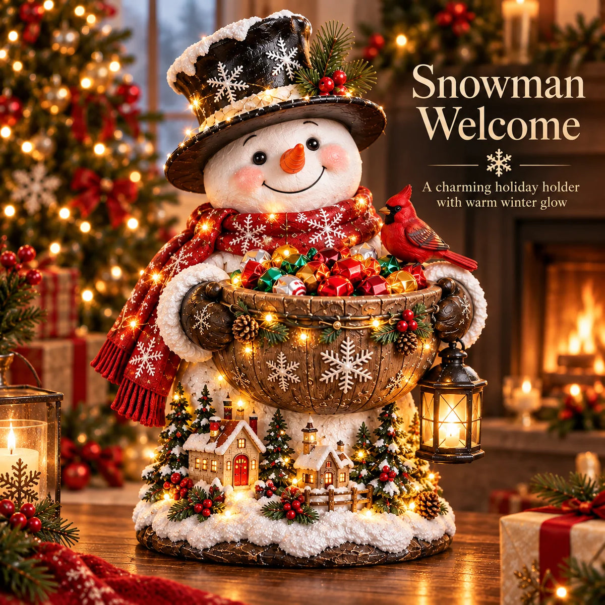 Christmas Candy Bowl Lighted Holiday Character Design