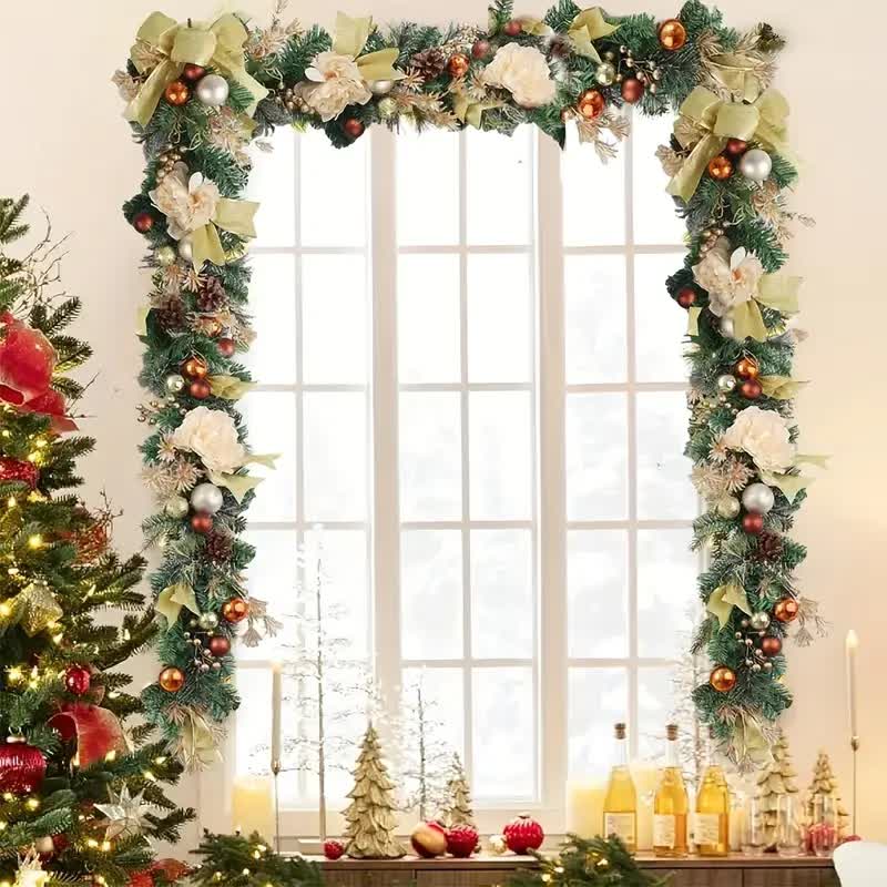 Christmas Garland Artificial Rattan Maintenance-Free Indoor & Outdoor