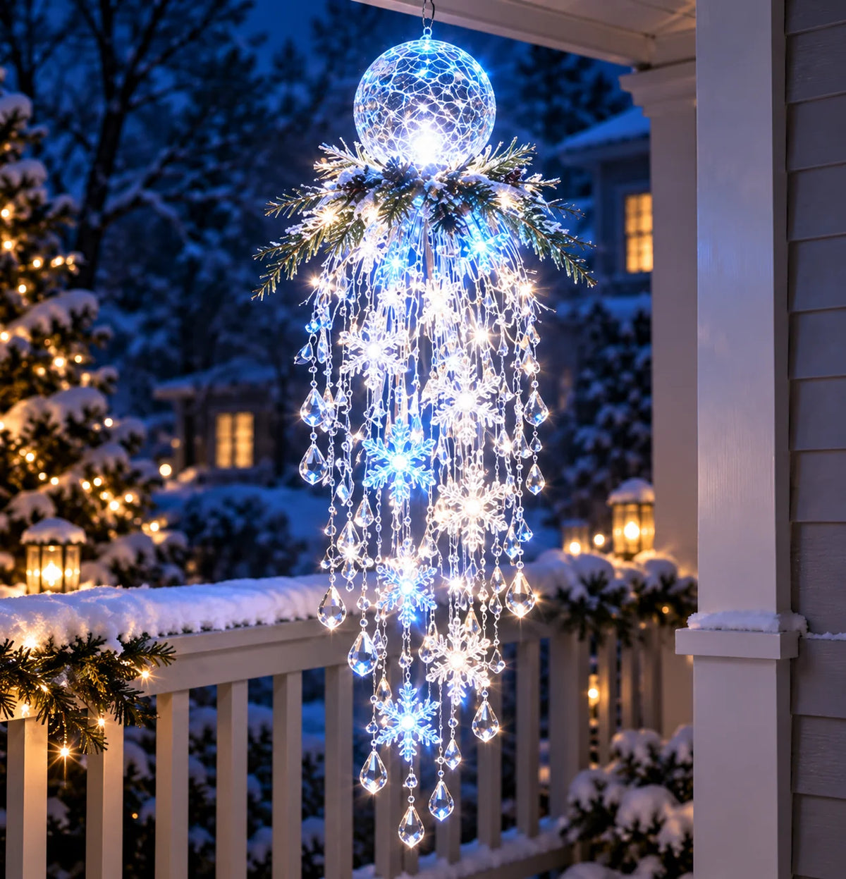 Christmas Hanging Light LED Cascading Crystal Drops