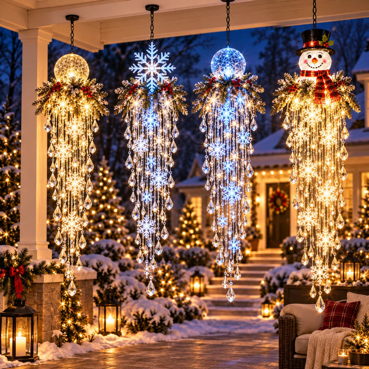 Christmas Hanging Light LED Cascading Crystal Drops