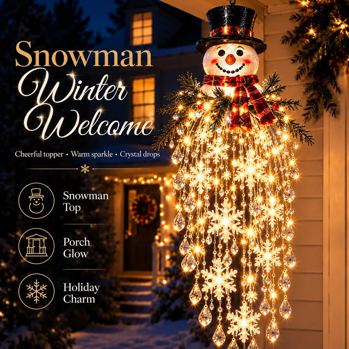 Christmas Hanging Light LED Cascading Crystal Drops