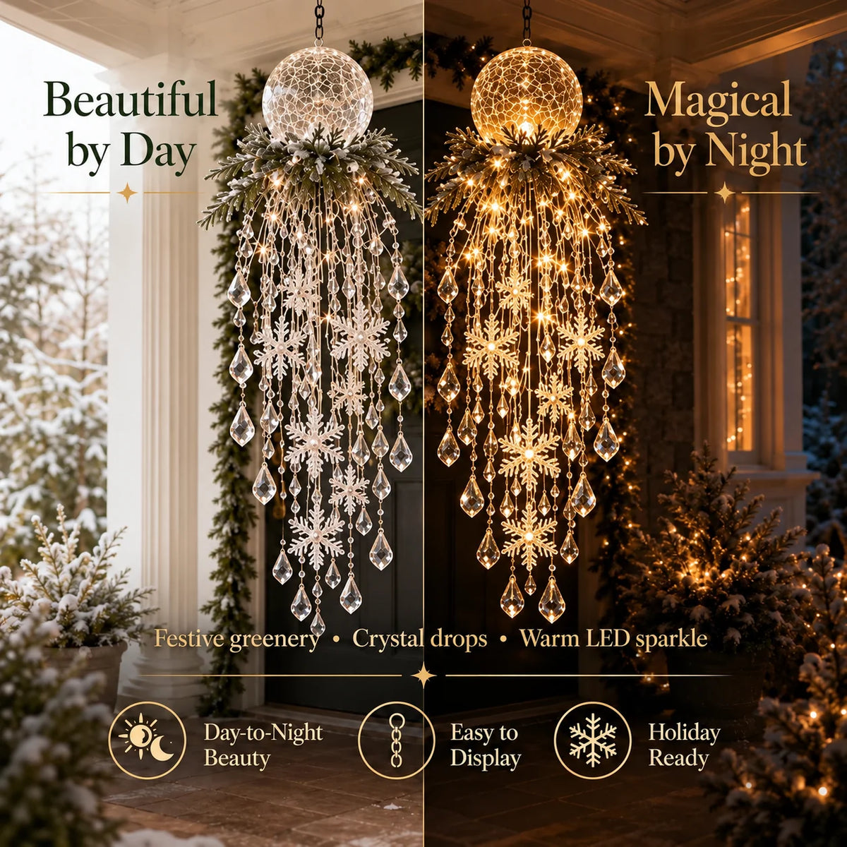 Christmas Hanging Light LED Cascading Crystal Drops