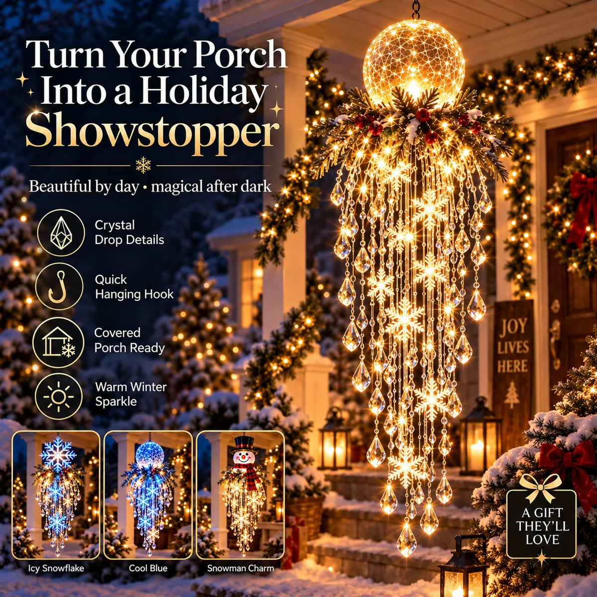 Christmas Hanging Light LED Cascading Crystal Drops