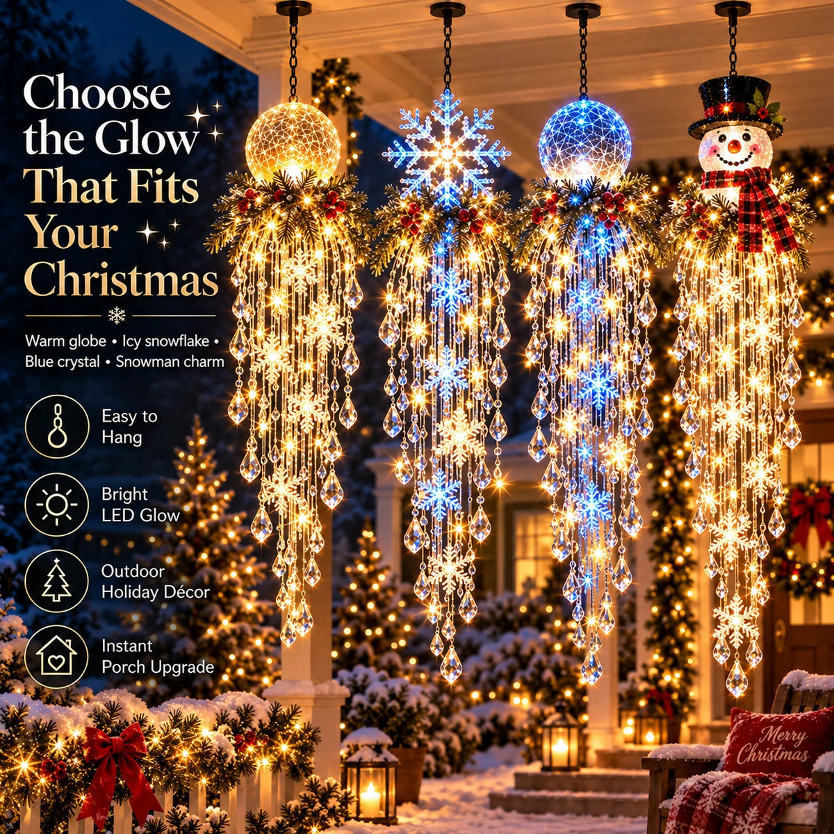 Christmas Hanging Light LED Cascading Crystal Drops