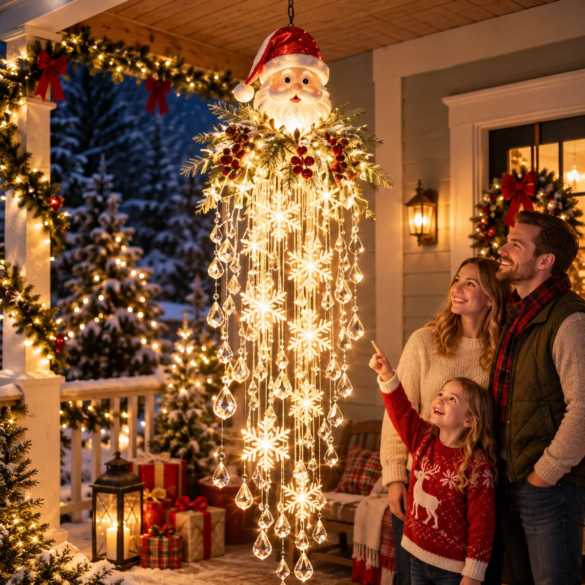 Christmas Hanging Light LED Cascading Crystal Drops