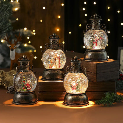 Christmas Lantern Glass Dome Winter Scene Battery-Powered LED Light