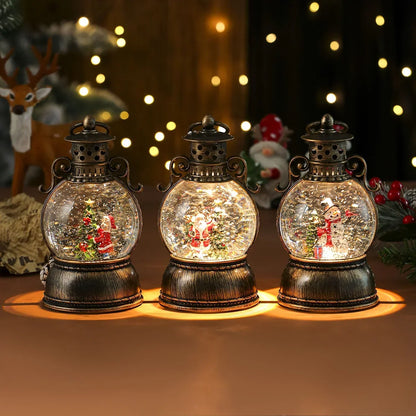 Christmas Lantern Glass Dome Winter Scene Battery-Powered LED Light