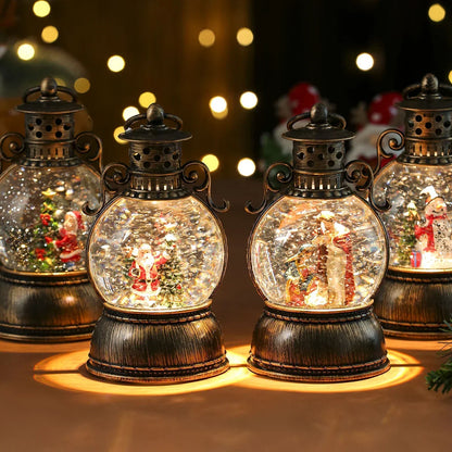 Christmas Lantern Glass Dome Winter Scene Battery-Powered LED Light