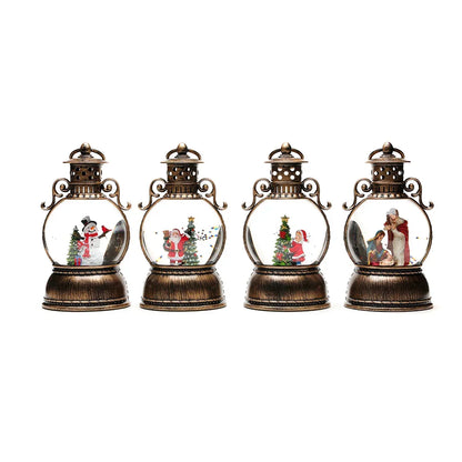 Christmas Lantern Glass Dome Winter Scene Battery-Powered LED Light