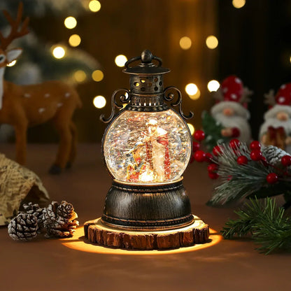 Christmas Lantern Glass Dome Winter Scene Battery-Powered LED Light