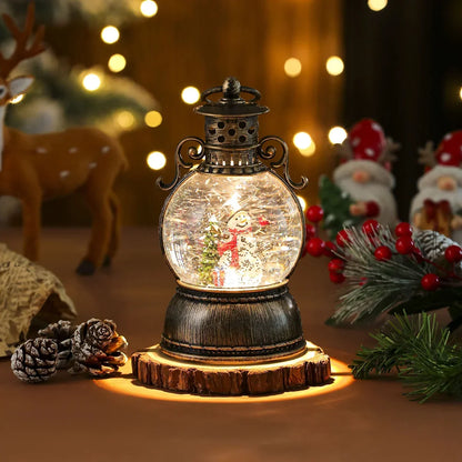 Christmas Lantern Glass Dome Winter Scene Battery-Powered LED Light