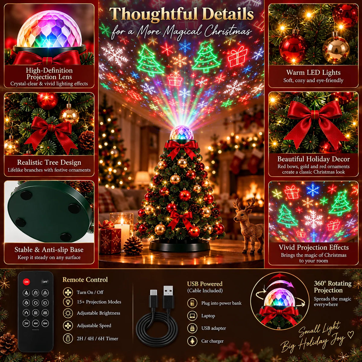 Christmas Light Projector 15+ Designs Remote Control