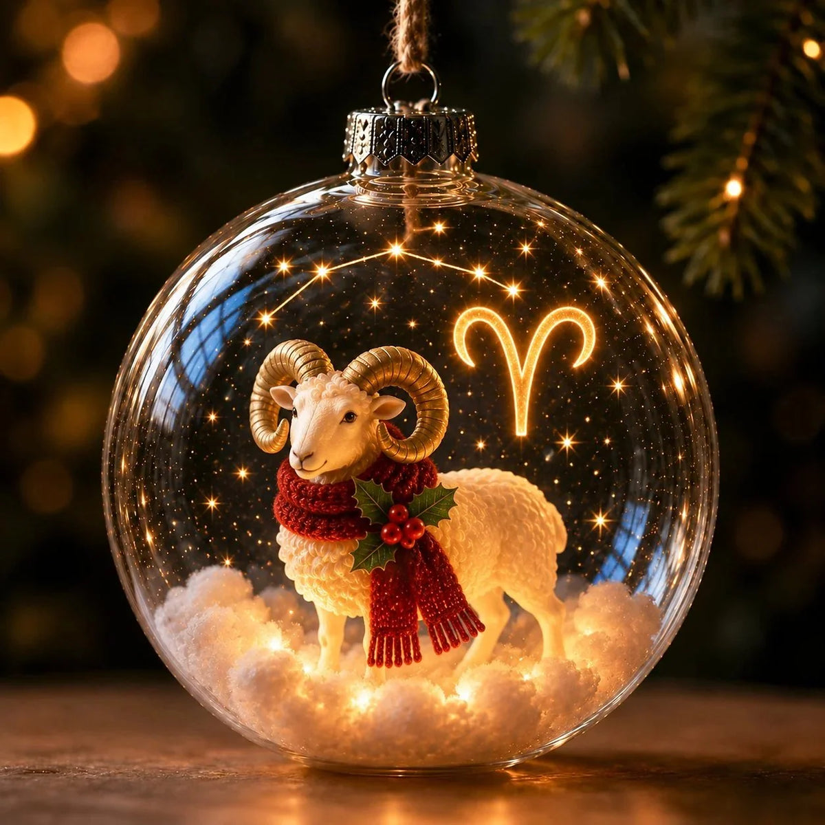Christmas Ornament Lighted Zodiac Clear Globe
