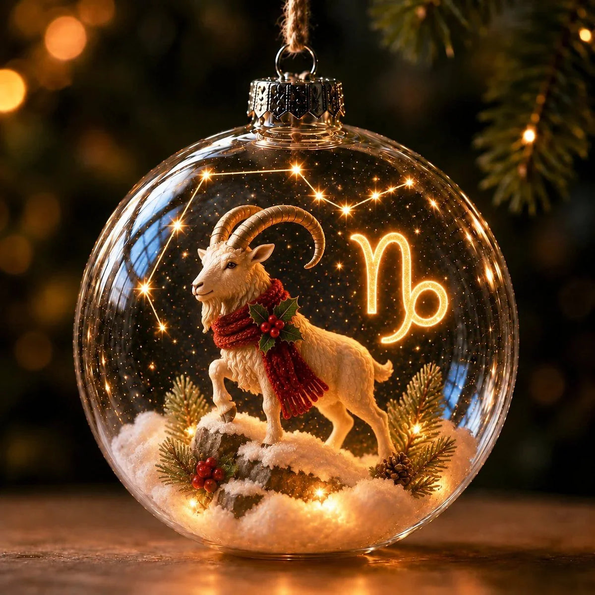 Christmas Ornament Lighted Zodiac Clear Globe