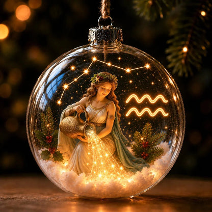 Christmas Ornament Lighted Zodiac Clear Globe