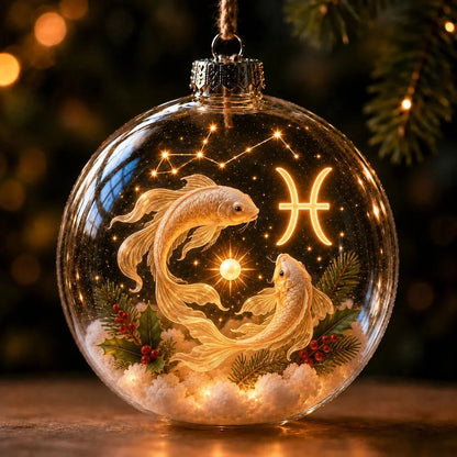 Christmas Ornament Lighted Zodiac Clear Globe