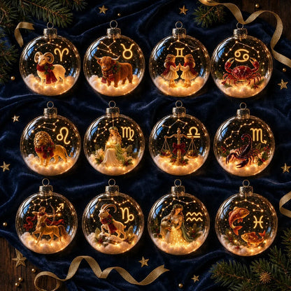 Christmas Ornament Lighted Zodiac Clear Globe