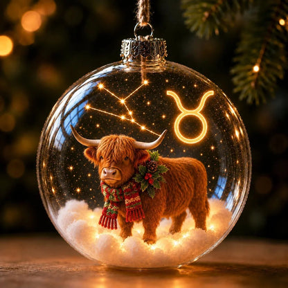 Christmas Ornament Lighted Zodiac Clear Globe