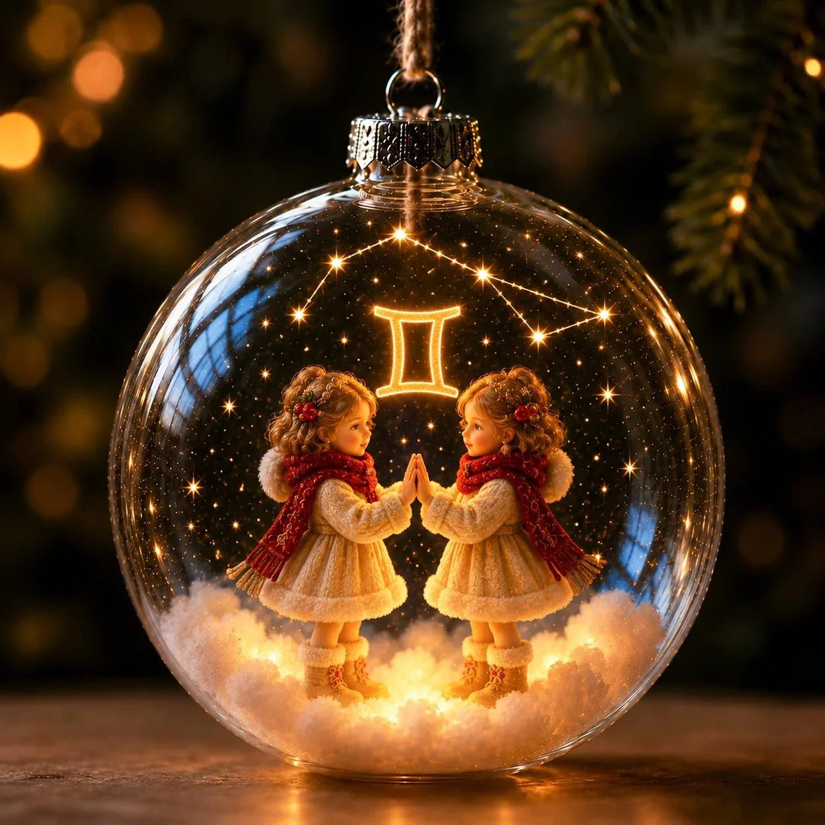 Christmas Ornament Lighted Zodiac Clear Globe