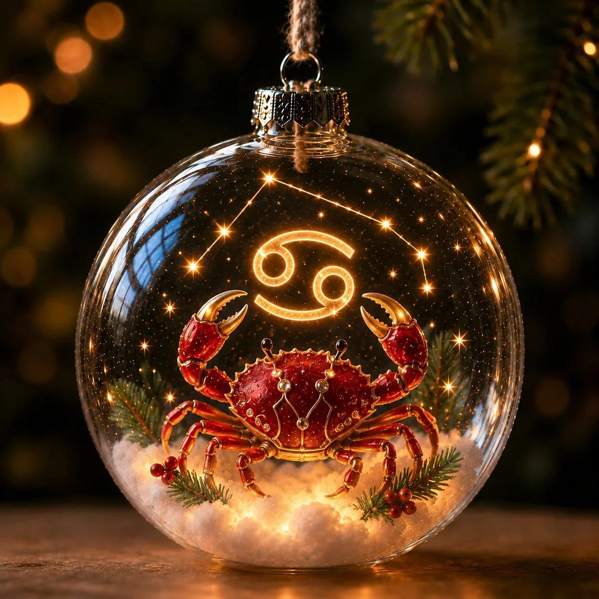 Christmas Ornament Lighted Zodiac Clear Globe