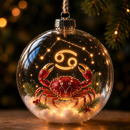 Christmas Ornament Lighted Zodiac Clear Globe
