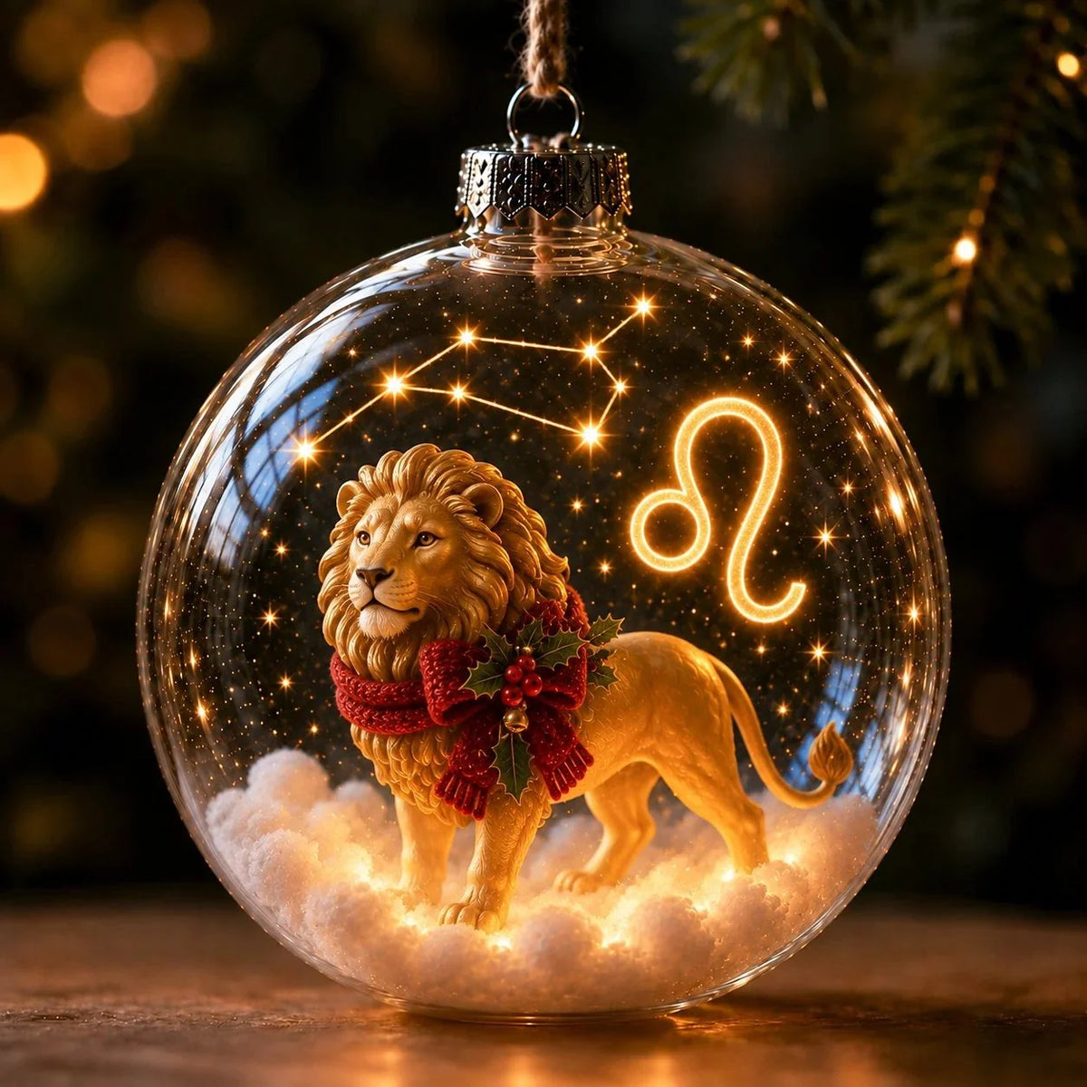 Christmas Ornament Lighted Zodiac Clear Globe
